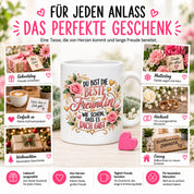 Herzbotschaft Tasse für Freundin, Du bist die beste Freundin wie schön dass es dich gibt, liebevolles Geschenk für beste Freundin, Freundschaftsgeschenk zum Geburtstag, Weihnachten oder einfach so, 330 ml Keramiktasse