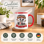 Herzbotschaft Tasse Pflege – Berühren meines Kaffees führt zu spontaner Pflegestufe 4, lustige Kaffeetasse für Pflegekräfte, Krankenschwester, Krankenpfleger und Pflegepersonal, witziges Geschenk für Kollegen, 330 ml Keramiktasse