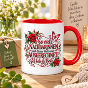 Herzbotschaft Tasse Nachbarin – So viele Nachbarinnen auf dieser Welt und ausgerechnet ich habe die Beste – liebevolles Geschenk für Nachbarin, Dankeschön, Geburtstag, Weihnachten, Einzug oder Abschied – 330 ml Keramiktasse
