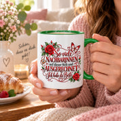 Herzbotschaft Tasse Nachbarin – So viele Nachbarinnen auf dieser Welt und ausgerechnet ich habe die Beste – liebevolles Geschenk für Nachbarin, Dankeschön, Geburtstag, Weihnachten, Einzug oder Abschied – 330 ml Keramiktasse