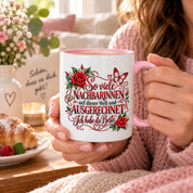Herzbotschaft Tasse Nachbarin – So viele Nachbarinnen auf dieser Welt und ausgerechnet ich habe die Beste – liebevolles Geschenk für Nachbarin, Dankeschön, Geburtstag, Weihnachten, Einzug oder Abschied – 330 ml Keramiktasse