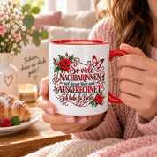 Herzbotschaft Tasse Nachbarin – So viele Nachbarinnen auf dieser Welt und ausgerechnet ich habe die Beste – liebevolles Geschenk für Nachbarin, Dankeschön, Geburtstag, Weihnachten, Einzug oder Abschied – 330 ml Keramiktasse