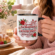 Herzbotschaft Tasse Nachbarin – So viele Nachbarinnen auf dieser Welt und ausgerechnet ich habe die Beste – liebevolles Geschenk für Nachbarin, Dankeschön, Geburtstag, Weihnachten, Einzug oder Abschied – 330 ml Keramiktasse