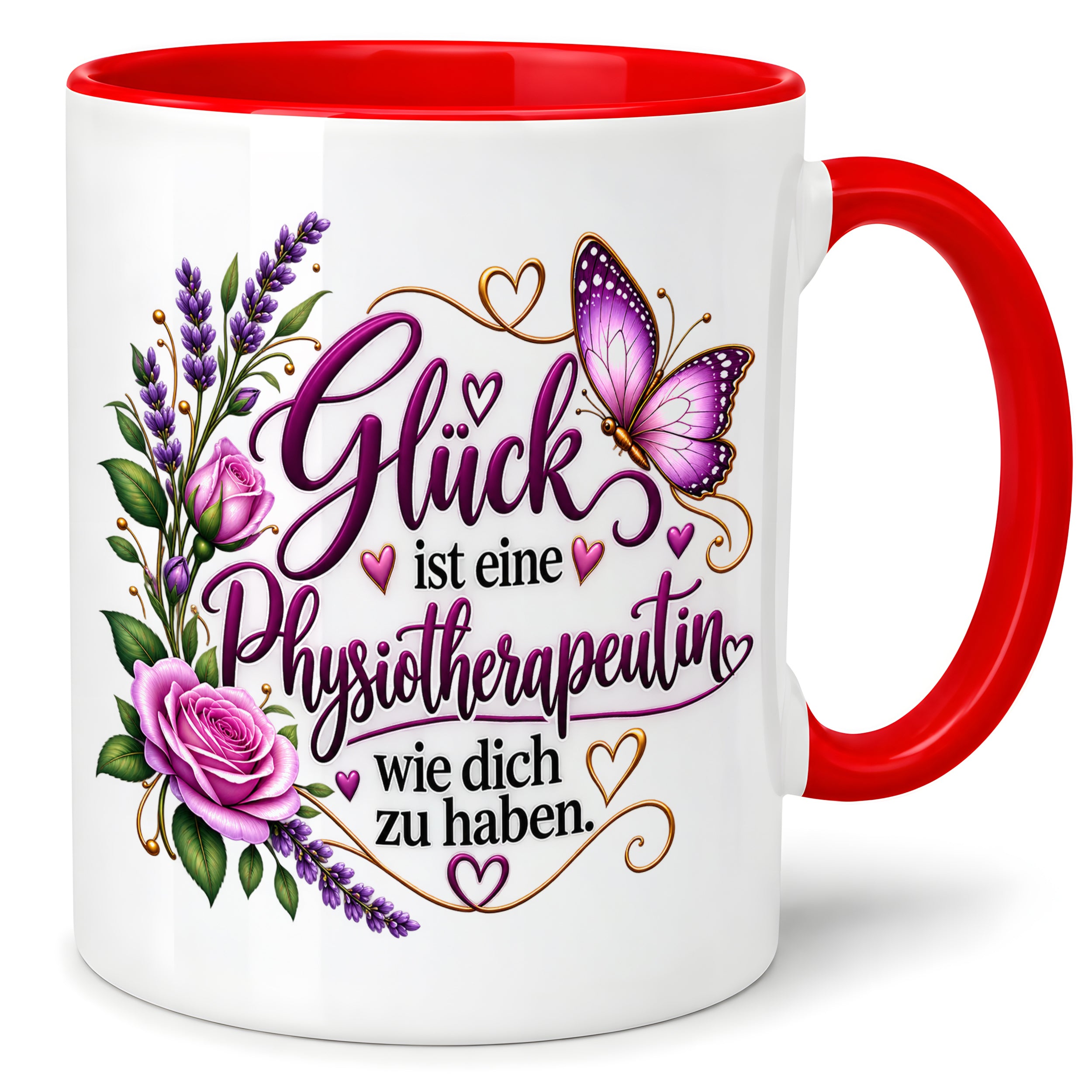 Herzbotschaft Tasse Physiotherapeutin – Glück ist eine Physiotherapeutin wie dich zu haben – liebevolles Geschenk für Physiotherapie, Physiotherapeutin, Praxis, Kollegin, Geburtstag, Weihnachten, Abschied oder Dankeschön – 330 ml Keramiktasse