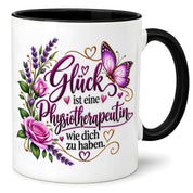 Herzbotschaft Tasse Physiotherapeutin – Glück ist eine Physiotherapeutin wie dich zu haben – liebevolles Geschenk für Physiotherapie, Physiotherapeutin, Praxis, Kollegin, Geburtstag, Weihnachten, Abschied oder Dankeschön – 330 ml Keramiktasse