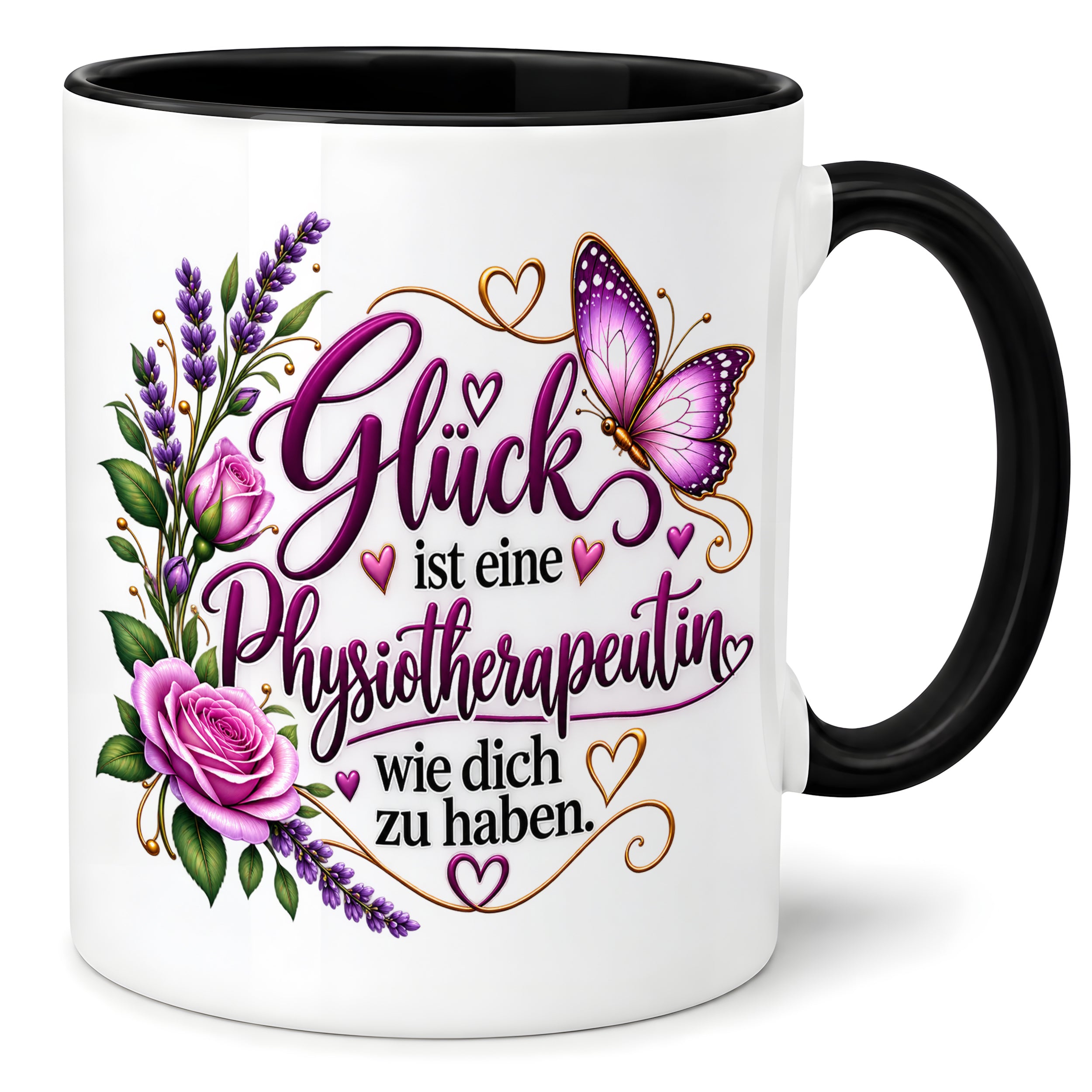 Herzbotschaft Tasse Physiotherapeutin – Glück ist eine Physiotherapeutin wie dich zu haben – liebevolles Geschenk für Physiotherapie, Physiotherapeutin, Praxis, Kollegin, Geburtstag, Weihnachten, Abschied oder Dankeschön – 330 ml Keramiktasse