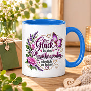 Herzbotschaft Tasse Physiotherapeutin – Glück ist eine Physiotherapeutin wie dich zu haben – liebevolles Geschenk für Physiotherapie, Physiotherapeutin, Praxis, Kollegin, Geburtstag, Weihnachten, Abschied oder Dankeschön – 330 ml Keramiktasse