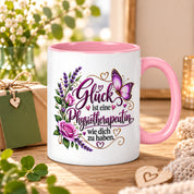 Herzbotschaft Tasse Physiotherapeutin – Glück ist eine Physiotherapeutin wie dich zu haben – liebevolles Geschenk für Physiotherapie, Physiotherapeutin, Praxis, Kollegin, Geburtstag, Weihnachten, Abschied oder Dankeschön – 330 ml Keramiktasse