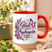 Herzbotschaft Tasse Physiotherapeutin – Glück ist eine Physiotherapeutin wie dich zu haben – liebevolles Geschenk für Physiotherapie, Physiotherapeutin, Praxis, Kollegin, Geburtstag, Weihnachten, Abschied oder Dankeschön – 330 ml Keramiktasse
