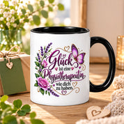 Herzbotschaft Tasse Physiotherapeutin – Glück ist eine Physiotherapeutin wie dich zu haben – liebevolles Geschenk für Physiotherapie, Physiotherapeutin, Praxis, Kollegin, Geburtstag, Weihnachten, Abschied oder Dankeschön – 330 ml Keramiktasse