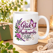 Herzbotschaft Tasse Physiotherapeutin – Glück ist eine Physiotherapeutin wie dich zu haben – liebevolles Geschenk für Physiotherapie, Physiotherapeutin, Praxis, Kollegin, Geburtstag, Weihnachten, Abschied oder Dankeschön – 330 ml Keramiktasse