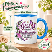 Herzbotschaft Tasse Physiotherapeutin – Glück ist eine Physiotherapeutin wie dich zu haben – liebevolles Geschenk für Physiotherapie, Physiotherapeutin, Praxis, Kollegin, Geburtstag, Weihnachten, Abschied oder Dankeschön – 330 ml Keramiktasse