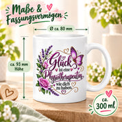 Herzbotschaft Tasse Physiotherapeutin – Glück ist eine Physiotherapeutin wie dich zu haben – liebevolles Geschenk für Physiotherapie, Physiotherapeutin, Praxis, Kollegin, Geburtstag, Weihnachten, Abschied oder Dankeschön – 330 ml Keramiktasse