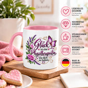 Herzbotschaft Tasse Physiotherapeutin – Glück ist eine Physiotherapeutin wie dich zu haben – liebevolles Geschenk für Physiotherapie, Physiotherapeutin, Praxis, Kollegin, Geburtstag, Weihnachten, Abschied oder Dankeschön – 330 ml Keramiktasse