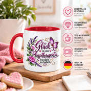 Herzbotschaft Tasse Physiotherapeutin – Glück ist eine Physiotherapeutin wie dich zu haben – liebevolles Geschenk für Physiotherapie, Physiotherapeutin, Praxis, Kollegin, Geburtstag, Weihnachten, Abschied oder Dankeschön – 330 ml Keramiktasse