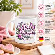 Herzbotschaft Tasse Physiotherapeutin – Glück ist eine Physiotherapeutin wie dich zu haben – liebevolles Geschenk für Physiotherapie, Physiotherapeutin, Praxis, Kollegin, Geburtstag, Weihnachten, Abschied oder Dankeschön – 330 ml Keramiktasse