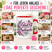 Herzbotschaft Tasse Physiotherapeutin – Glück ist eine Physiotherapeutin wie dich zu haben – liebevolles Geschenk für Physiotherapie, Physiotherapeutin, Praxis, Kollegin, Geburtstag, Weihnachten, Abschied oder Dankeschön – 330 ml Keramiktasse