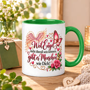 Herzbotschaft Tasse Weil Engel nicht überall sein können gibt es Menschen wie Dich – liebevolles Geschenk für besondere Menschen, Freundin, Mama, Schwester, Kollegin, Dankeschön, Geburtstag oder Weihnachten – 330 ml Keramiktasse