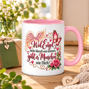 Herzbotschaft Tasse Weil Engel nicht überall sein können gibt es Menschen wie Dich – liebevolles Geschenk für besondere Menschen, Freundin, Mama, Schwester, Kollegin, Dankeschön, Geburtstag oder Weihnachten – 330 ml Keramiktasse
