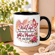 Herzbotschaft Tasse Weil Engel nicht überall sein können gibt es Menschen wie Dich – liebevolles Geschenk für besondere Menschen, Freundin, Mama, Schwester, Kollegin, Dankeschön, Geburtstag oder Weihnachten – 330 ml Keramiktasse