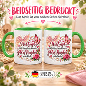Herzbotschaft Tasse Weil Engel nicht überall sein können gibt es Menschen wie Dich – liebevolles Geschenk für besondere Menschen, Freundin, Mama, Schwester, Kollegin, Dankeschön, Geburtstag oder Weihnachten – 330 ml Keramiktasse