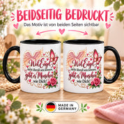 Herzbotschaft Tasse Weil Engel nicht überall sein können gibt es Menschen wie Dich – liebevolles Geschenk für besondere Menschen, Freundin, Mama, Schwester, Kollegin, Dankeschön, Geburtstag oder Weihnachten – 330 ml Keramiktasse