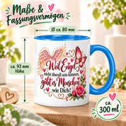 Herzbotschaft Tasse Weil Engel nicht überall sein können gibt es Menschen wie Dich – liebevolles Geschenk für besondere Menschen, Freundin, Mama, Schwester, Kollegin, Dankeschön, Geburtstag oder Weihnachten – 330 ml Keramiktasse