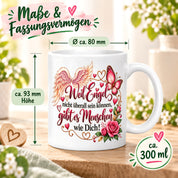 Herzbotschaft Tasse Weil Engel nicht überall sein können gibt es Menschen wie Dich – liebevolles Geschenk für besondere Menschen, Freundin, Mama, Schwester, Kollegin, Dankeschön, Geburtstag oder Weihnachten – 330 ml Keramiktasse