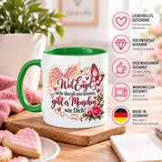 Herzbotschaft Tasse Weil Engel nicht überall sein können gibt es Menschen wie Dich – liebevolles Geschenk für besondere Menschen, Freundin, Mama, Schwester, Kollegin, Dankeschön, Geburtstag oder Weihnachten – 330 ml Keramiktasse