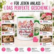 Herzbotschaft Tasse Weil Engel nicht überall sein können gibt es Menschen wie Dich – liebevolles Geschenk für besondere Menschen, Freundin, Mama, Schwester, Kollegin, Dankeschön, Geburtstag oder Weihnachten – 330 ml Keramiktasse