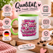 Herzbotschaft Tasse 40. Geburtstag Frau – Auch mit 40 noch ein flottes Häschen – lustiges Geburtstagsgeschenk für Frauen, Freundin, Schwester, Kollegin, Mama oder Ehefrau – witzige Hasen Tasse – 330 ml Keramiktasse