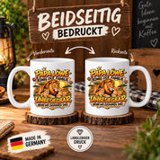 Herzbotschaft Papa Löwe Tasse – König der Familie – Unbesiegbar wenn wir zusammen sind – Geschenk für Papa, Vater, Ehemann – Löwen Familien Tasse – 330 ml