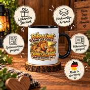 Herzbotschaft Papa Löwe Tasse – König der Familie – Unbesiegbar wenn wir zusammen sind – Geschenk für Papa, Vater, Ehemann – Löwen Familien Tasse – 330 ml