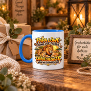 Herzbotschaft Papa Löwe Tasse – König der Familie – Unbesiegbar wenn wir zusammen sind – Geschenk für Papa, Vater, Ehemann – Löwen Familien Tasse – 330 ml