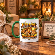 Herzbotschaft Papa Löwe Tasse – König der Familie – Unbesiegbar wenn wir zusammen sind – Geschenk für Papa, Vater, Ehemann – Löwen Familien Tasse – 330 ml