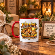 Herzbotschaft Papa Löwe Tasse – König der Familie – Unbesiegbar wenn wir zusammen sind – Geschenk für Papa, Vater, Ehemann – Löwen Familien Tasse – 330 ml