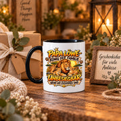 Herzbotschaft Papa Löwe Tasse – König der Familie – Unbesiegbar wenn wir zusammen sind – Geschenk für Papa, Vater, Ehemann – Löwen Familien Tasse – 330 ml