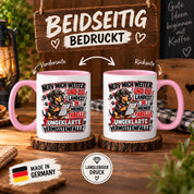 Herzbotschaft Dackel Tasse – Nerv mich weiter und du landest in meiner Tabelle ungeklärte Vermisstenfälle – lustige Tasse mit Hund – Geschenk für Kollegen, Freunde und Dackelfans – 330 ml
