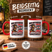 Herzbotschaft Dackel Tasse – Nerv mich weiter und du landest in meiner Tabelle ungeklärte Vermisstenfälle – lustige Tasse mit Hund – Geschenk für Kollegen, Freunde und Dackelfans – 330 ml