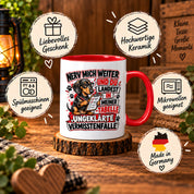 Herzbotschaft Dackel Tasse – Nerv mich weiter und du landest in meiner Tabelle ungeklärte Vermisstenfälle – lustige Tasse mit Hund – Geschenk für Kollegen, Freunde und Dackelfans – 330 ml
