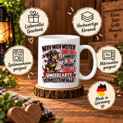 Herzbotschaft Dackel Tasse – Nerv mich weiter und du landest in meiner Tabelle ungeklärte Vermisstenfälle – lustige Tasse mit Hund – Geschenk für Kollegen, Freunde und Dackelfans – 330 ml