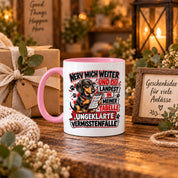 Herzbotschaft Dackel Tasse – Nerv mich weiter und du landest in meiner Tabelle ungeklärte Vermisstenfälle – lustige Tasse mit Hund – Geschenk für Kollegen, Freunde und Dackelfans – 330 ml
