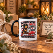 Herzbotschaft Dackel Tasse – Nerv mich weiter und du landest in meiner Tabelle ungeklärte Vermisstenfälle – lustige Tasse mit Hund – Geschenk für Kollegen, Freunde und Dackelfans – 330 ml