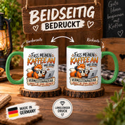 Herzbotschaft Fuchs Tasse – Fass meinen Kaffee an und deine Vermisstenanzeige landet im Spam-Ordner – Lustige Spruchtasse mit Fuchs – Geschenk für Kollegen, Freunde und Kaffeeliebhaber – 330 ml