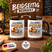 Herzbotschaft Fuchs Tasse – Fass meinen Kaffee an und deine Vermisstenanzeige landet im Spam-Ordner – Lustige Spruchtasse mit Fuchs – Geschenk für Kollegen, Freunde und Kaffeeliebhaber – 330 ml