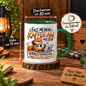 Herzbotschaft Fuchs Tasse – Fass meinen Kaffee an und deine Vermisstenanzeige landet im Spam-Ordner – Lustige Spruchtasse mit Fuchs – Geschenk für Kollegen, Freunde und Kaffeeliebhaber – 330 ml