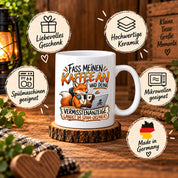 Herzbotschaft Fuchs Tasse – Fass meinen Kaffee an und deine Vermisstenanzeige landet im Spam-Ordner – Lustige Spruchtasse mit Fuchs – Geschenk für Kollegen, Freunde und Kaffeeliebhaber – 330 ml