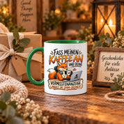 Herzbotschaft Fuchs Tasse – Fass meinen Kaffee an und deine Vermisstenanzeige landet im Spam-Ordner – Lustige Spruchtasse mit Fuchs – Geschenk für Kollegen, Freunde und Kaffeeliebhaber – 330 ml