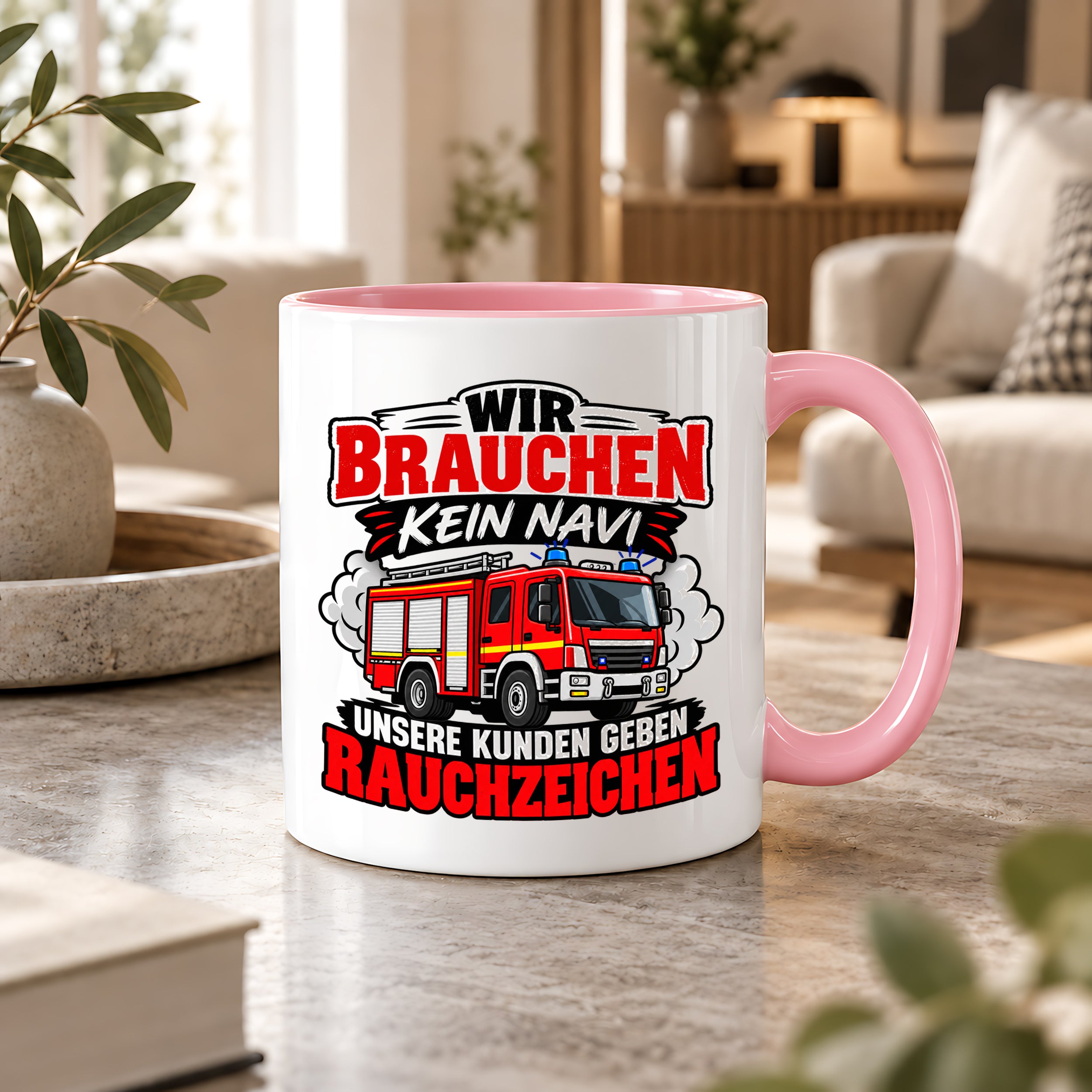 Herzbotschaft Tasse Feuerwehr Rauchzeichen lustiger Spruch Feuerwehrmann Geschenk Feuerwehr Geschenkidee für Kollegen Geburtstag Weihnachten 330 ml