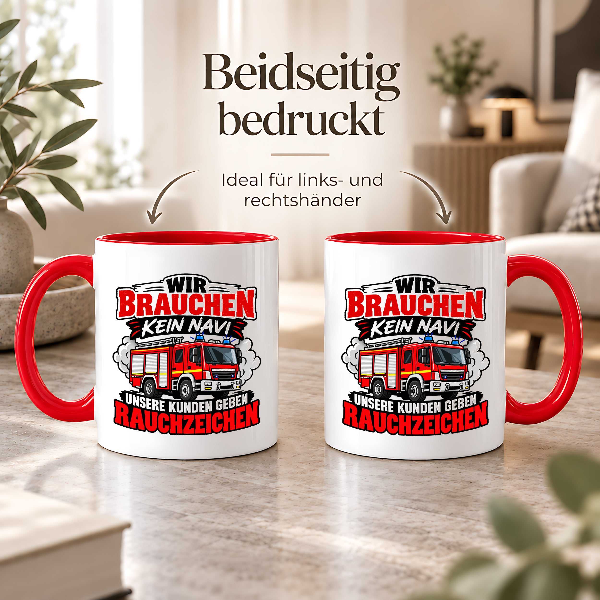 Herzbotschaft Tasse Feuerwehr Rauchzeichen lustiger Spruch Feuerwehrmann Geschenk Feuerwehr Geschenkidee für Kollegen Geburtstag Weihnachten 330 ml